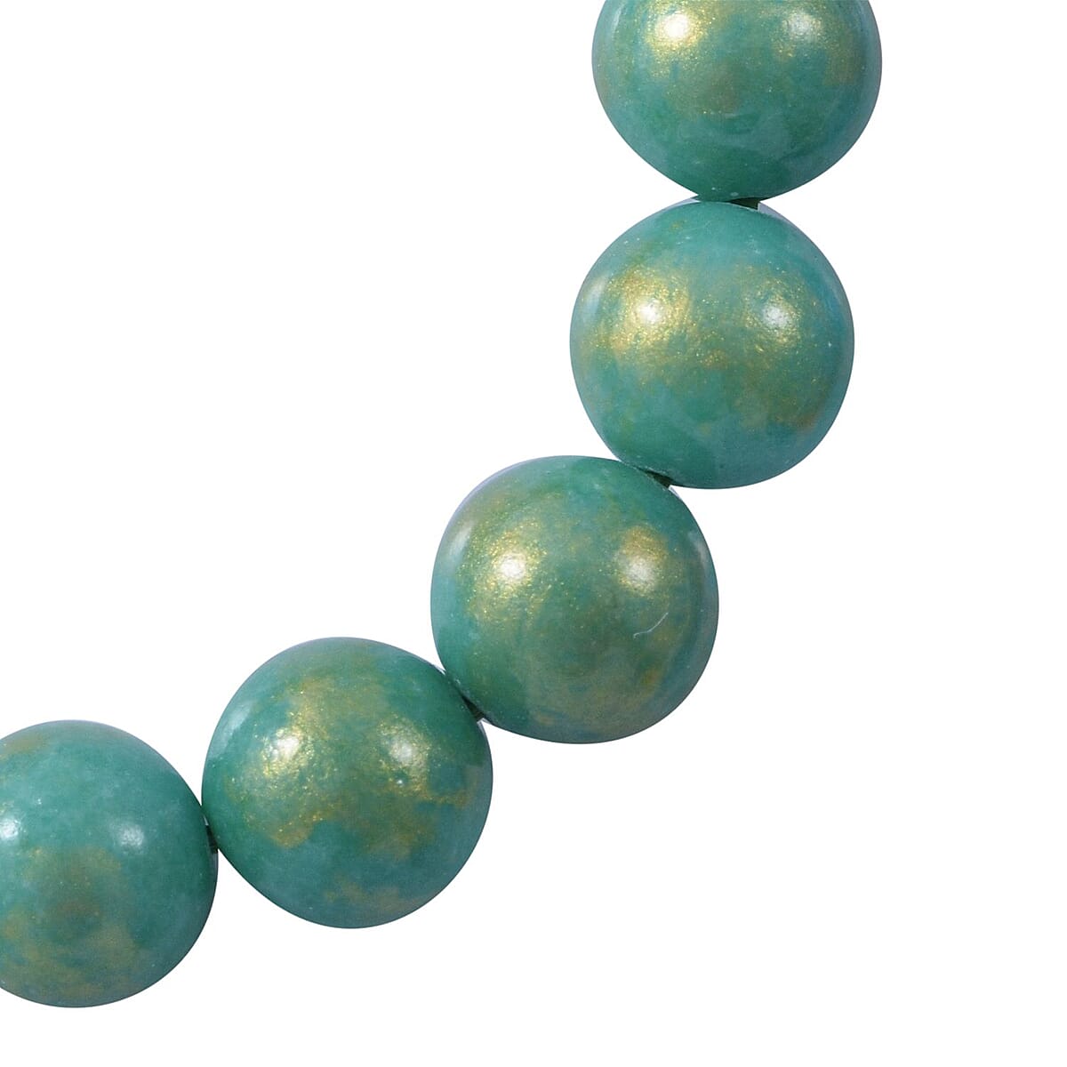 Golden Seen Green Agate 12mm Beaded Stretch Bracelet 150.00 ctw image number 2