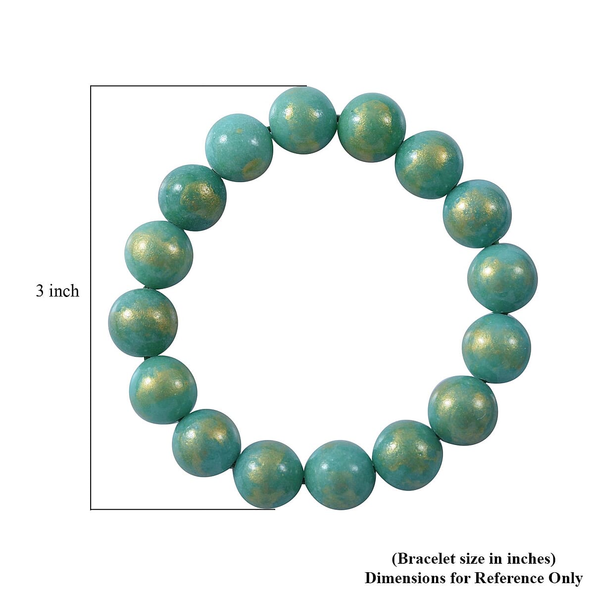 Golden Seen Green Agate 12mm Beaded Stretch Bracelet 150.00 ctw image number 3