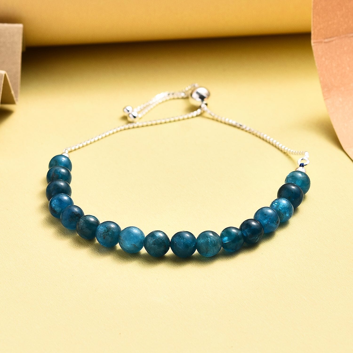 Malgache Neon Apatite Beaded Bolo Bracelet in Sterling Silver 34.65 ctw