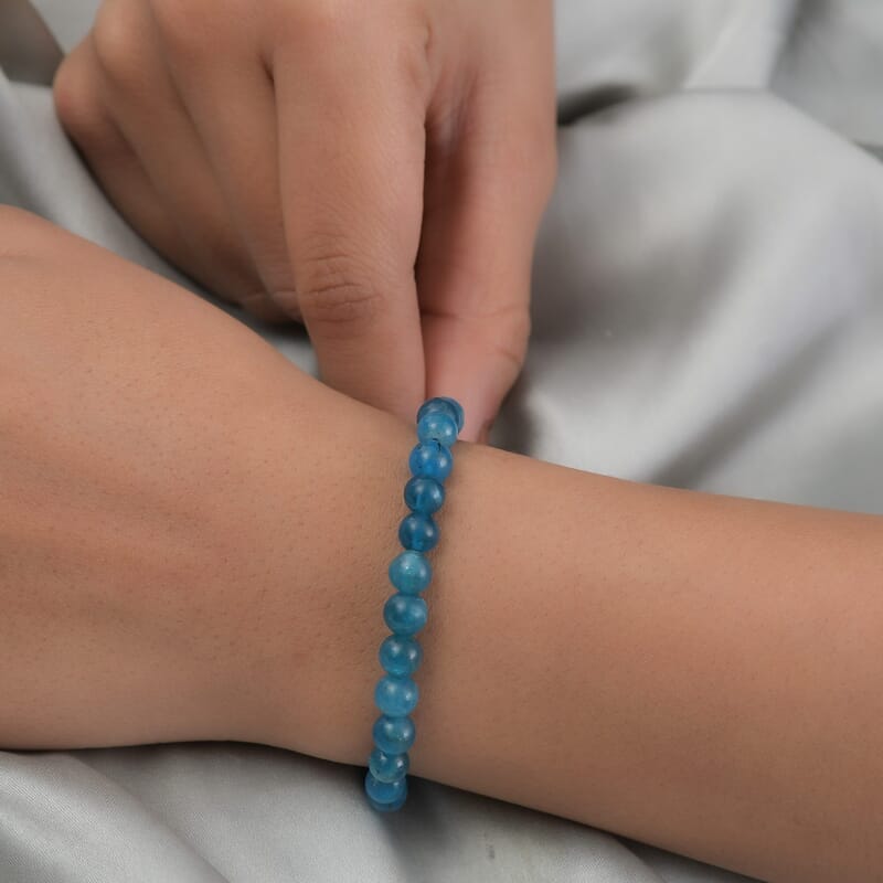 Malgache Neon Apatite Beaded Bolo Bracelet in Sterling Silver 34.65 ctw