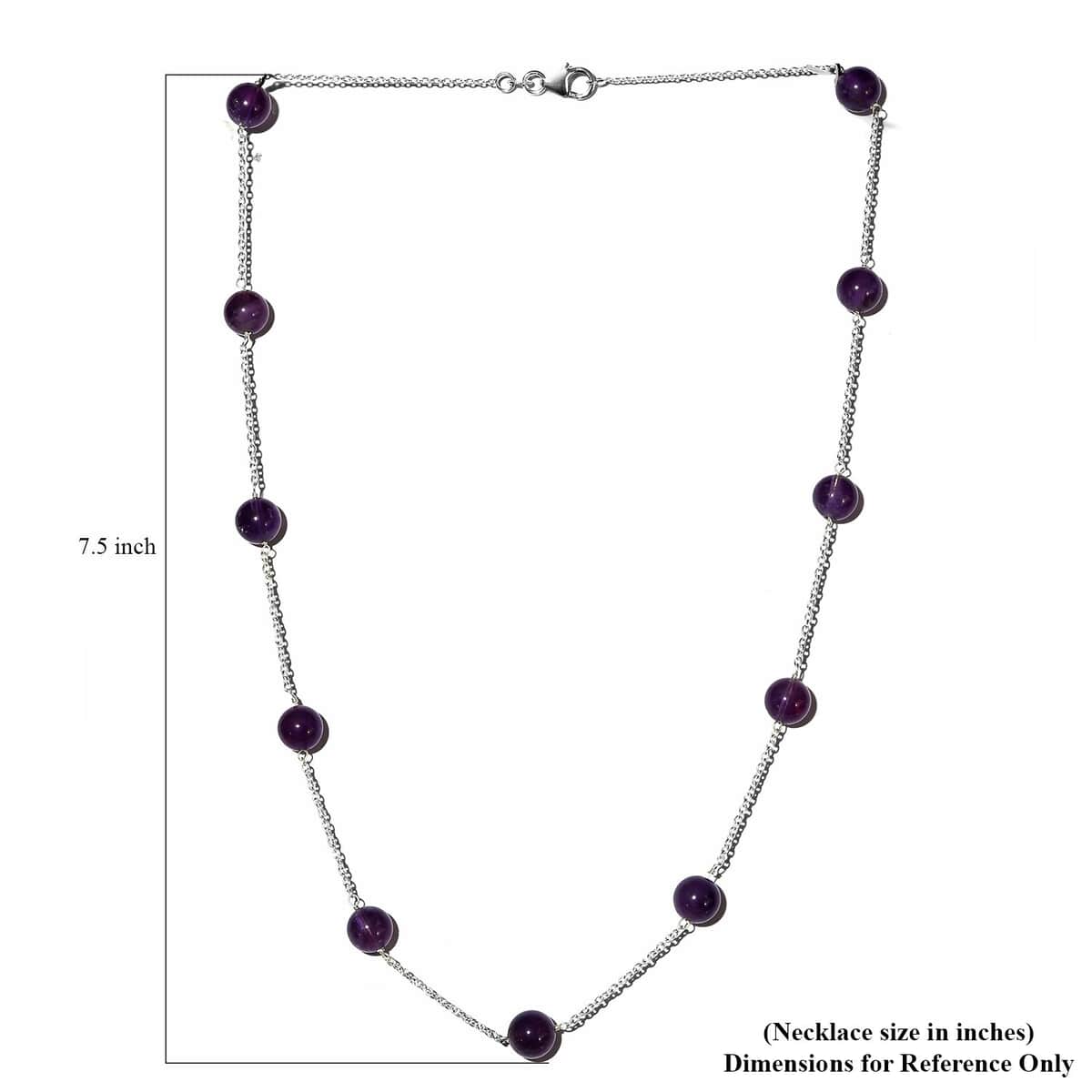 Amethyst Beaded Station Necklace 20 Inches in Sterling Silver 44.65 ctw image number 5