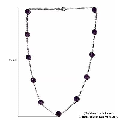 Amethyst 44.65 ctw Beaded Station Necklace in Sterling Silver 20 Inches