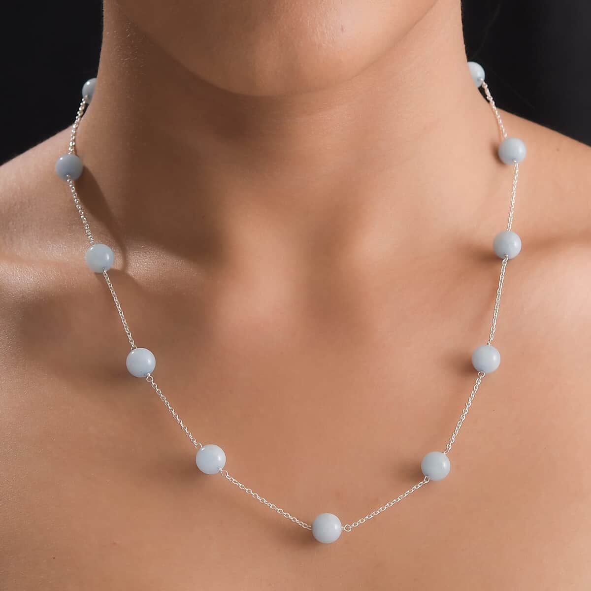 Mangoro Aquamarine 42.65 ctw Station Necklace in Sterling Silver 20 Inches image number 2