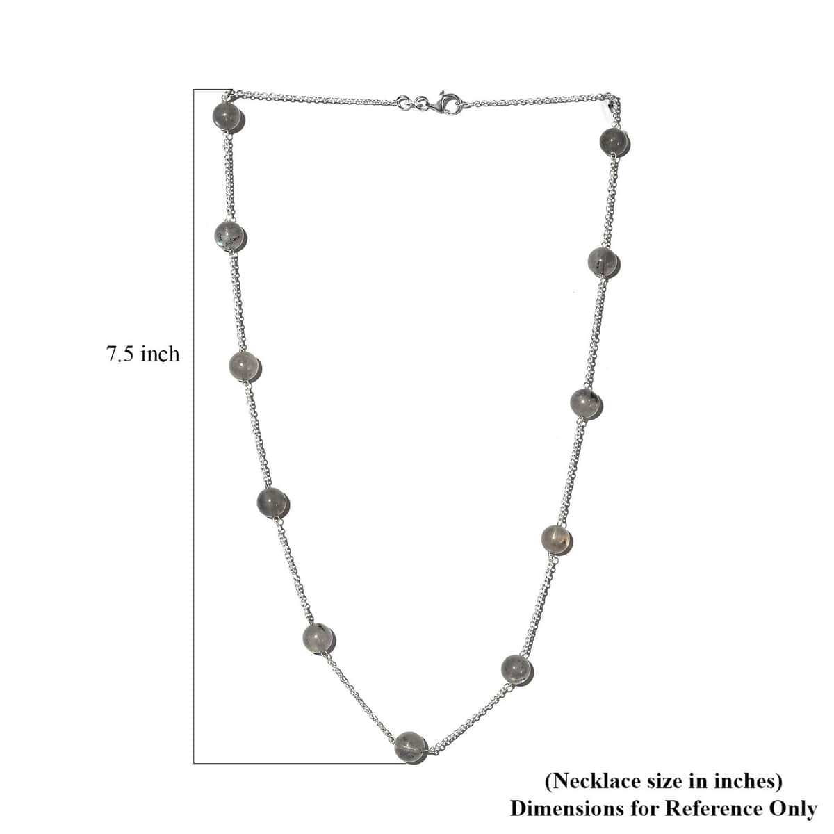 Malagasy Labradorite Beaded Station Necklace 20 Inches in Sterling Silver 37.50 ctw image number 5