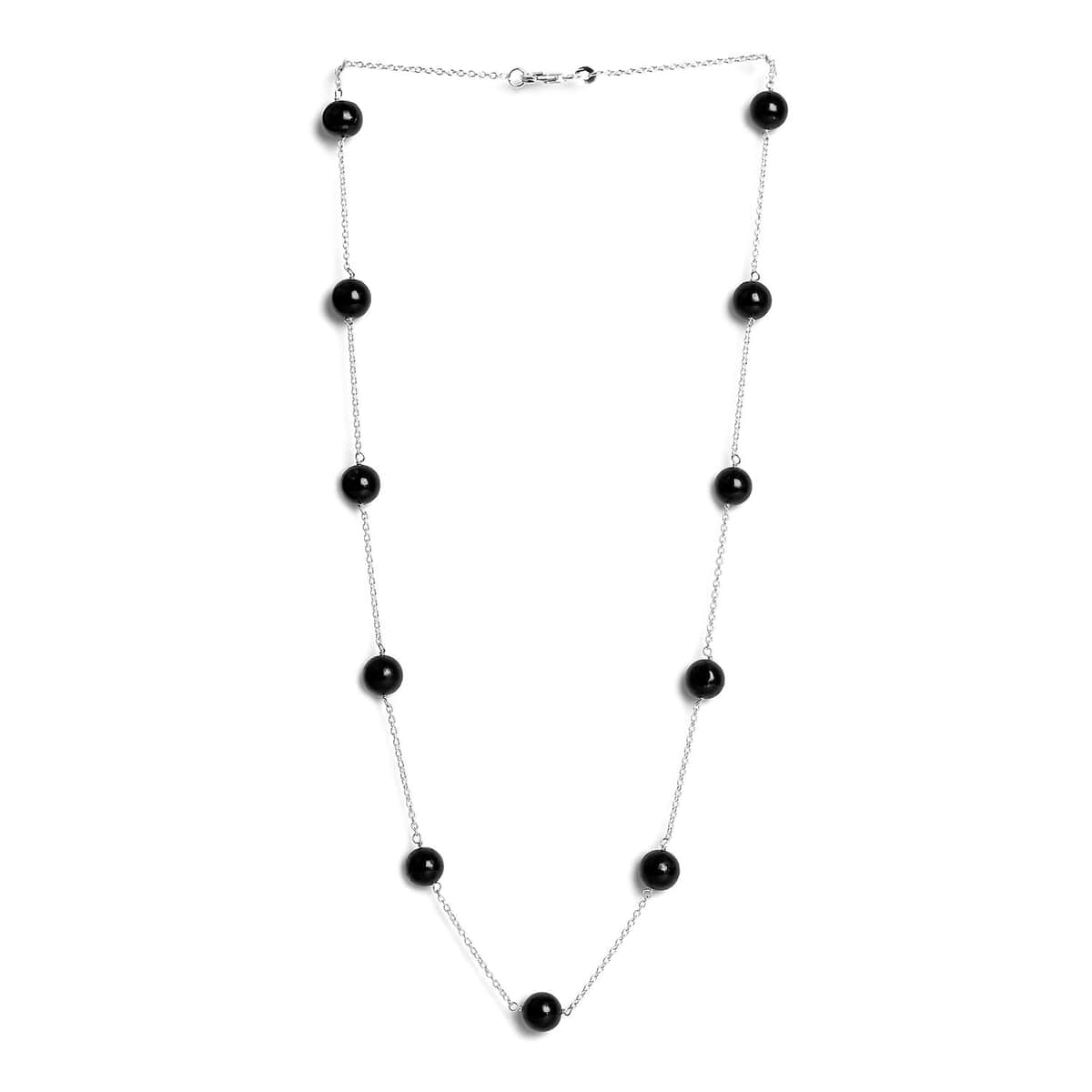 Shungite 33.60 ctw Beaded Station Necklace in Sterling Silver 20 Inches image number 3