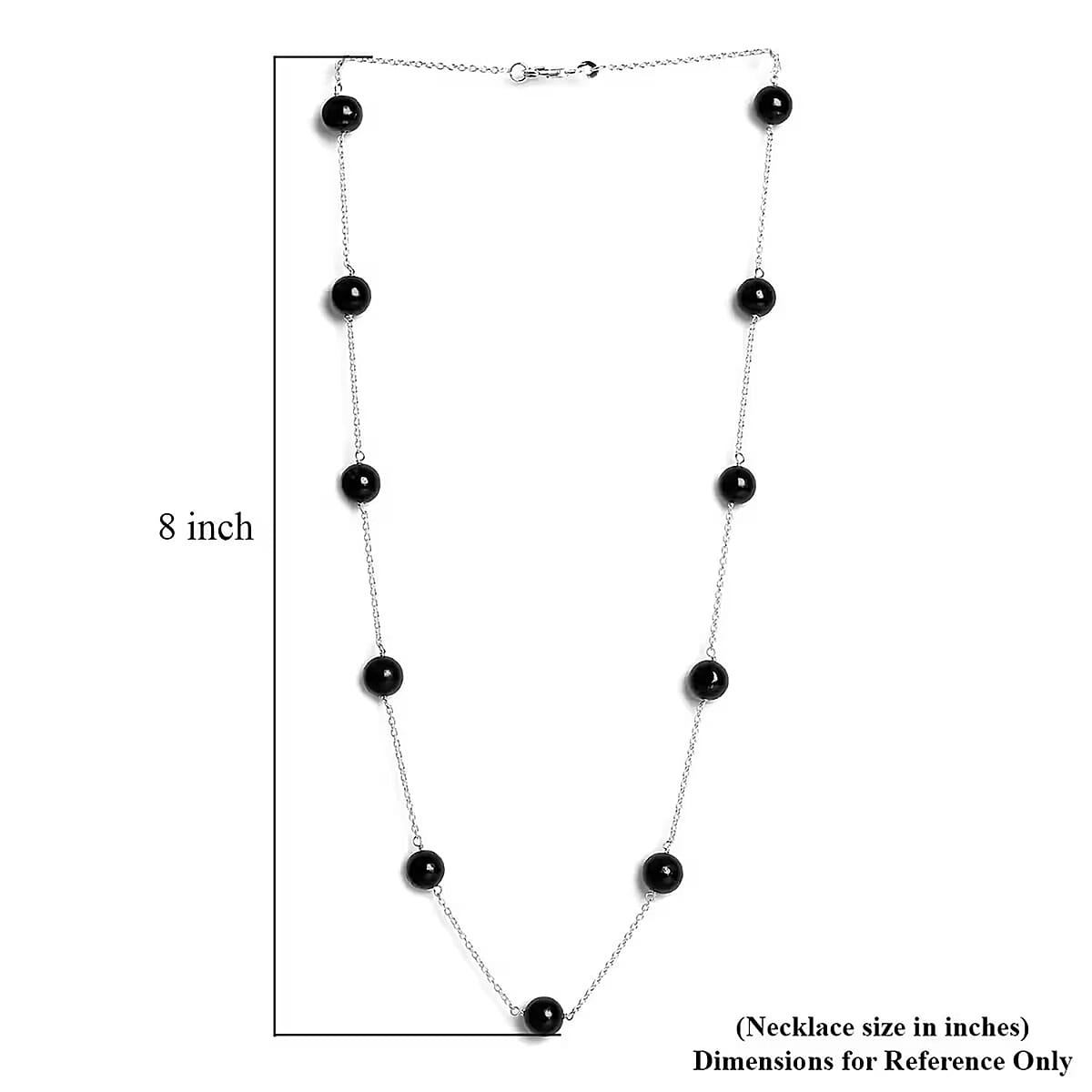 Shungite 33.60 ctw Beaded Station Necklace in Sterling Silver 20 Inches image number 6