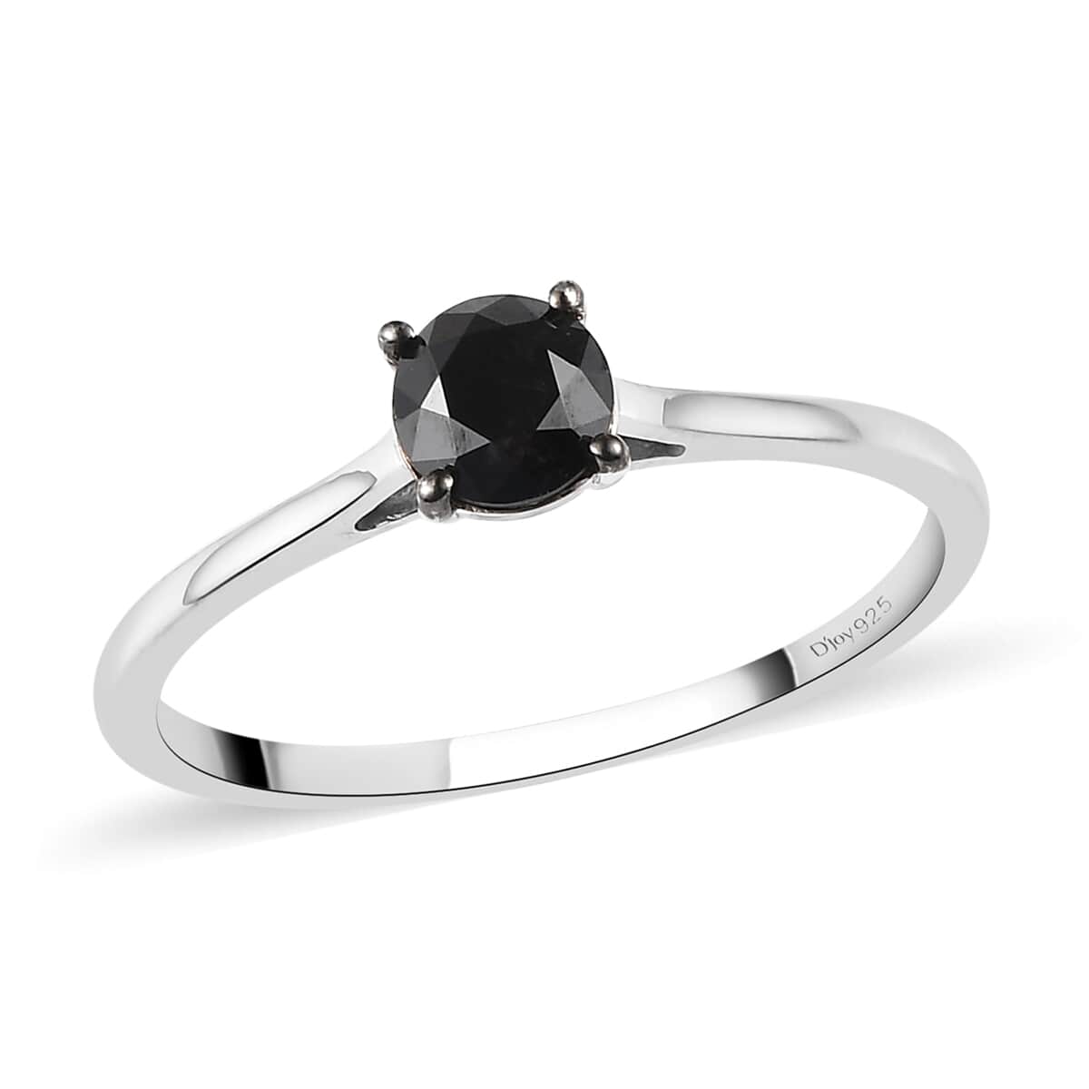 Black Diamond Solitaire Ring in Platinum Over Sterling Silver 1.00 ctw image number 0