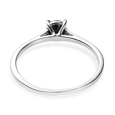 Premium Black Diamond Solitaire Ring in Platinum Over Sterling Silver (Size 10.0) 1.00 ctw