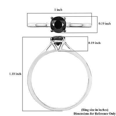 Premium Black Diamond Solitaire Ring in Platinum Over Sterling Silver (Size 10.0) 1.00 ctw