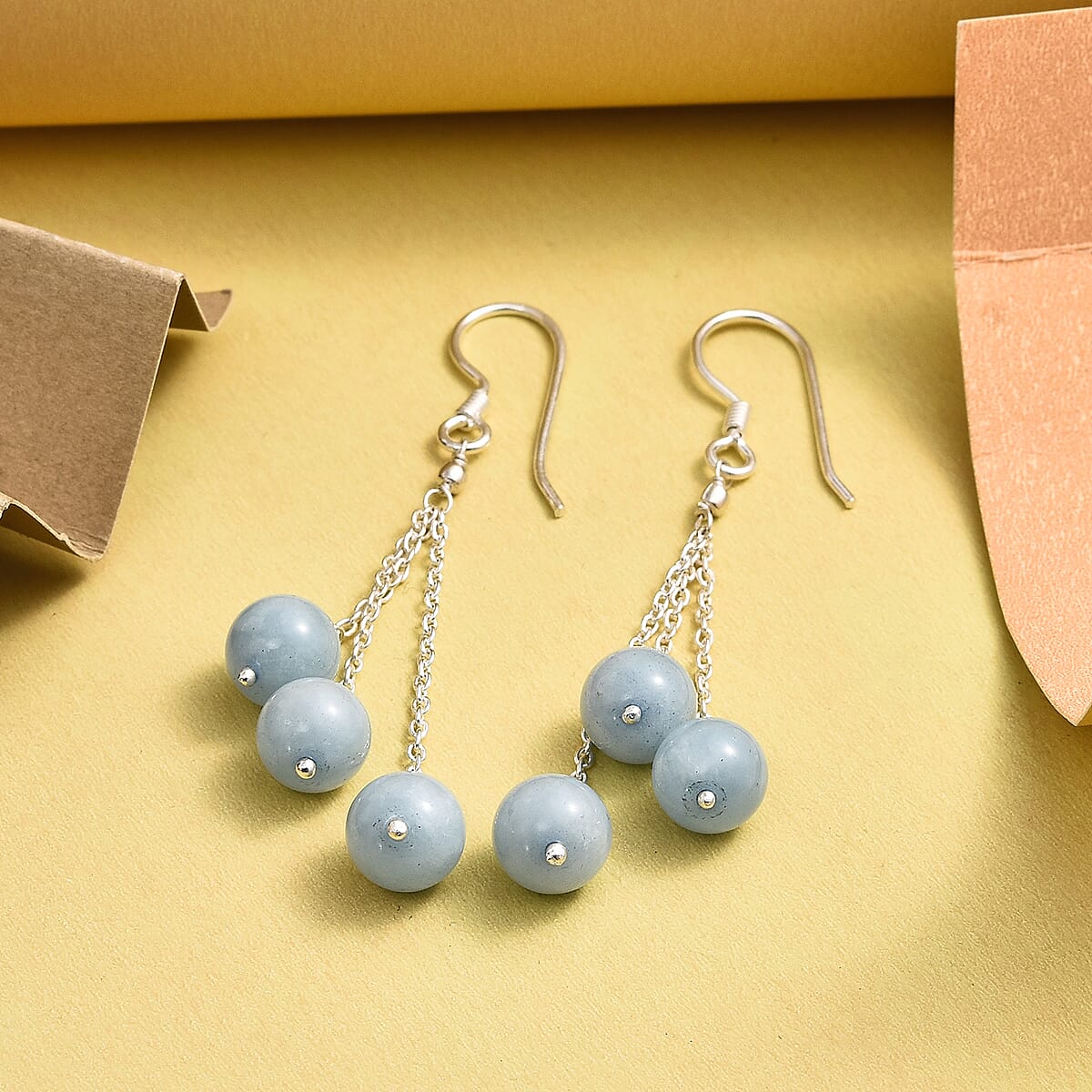 Espirito Santo Aquamarine 3 Stone Drop Earrings in Sterling Silver 23.10 ctw image number 1