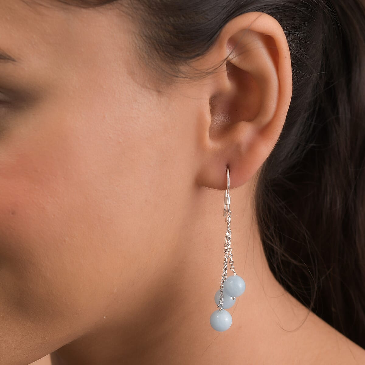 Espirito Santo Aquamarine 3 Stone Drop Earrings in Sterling Silver 23.10 ctw image number 2
