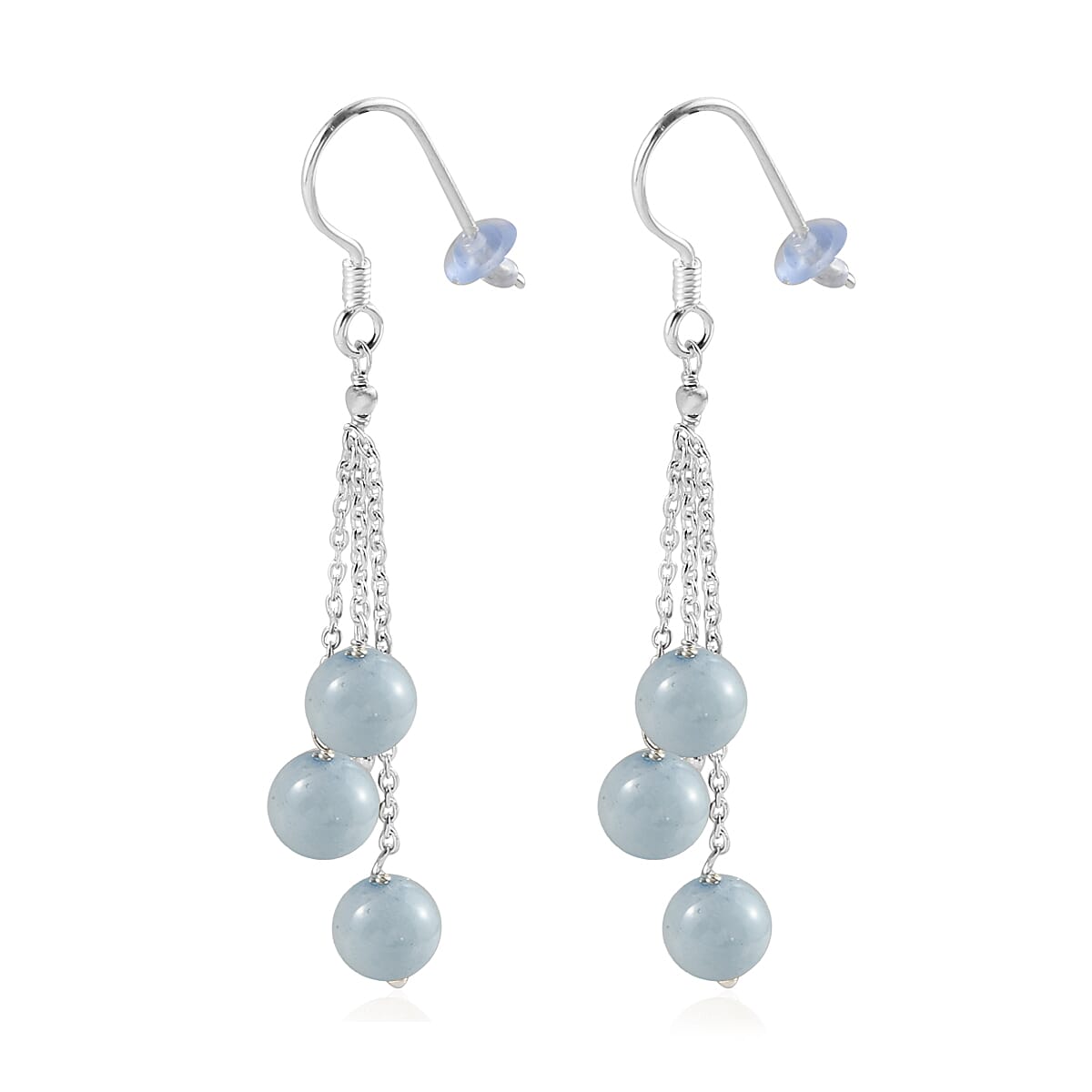 Espirito Santo Aquamarine 3 Stone Drop Earrings in Sterling Silver 23.10 ctw image number 3