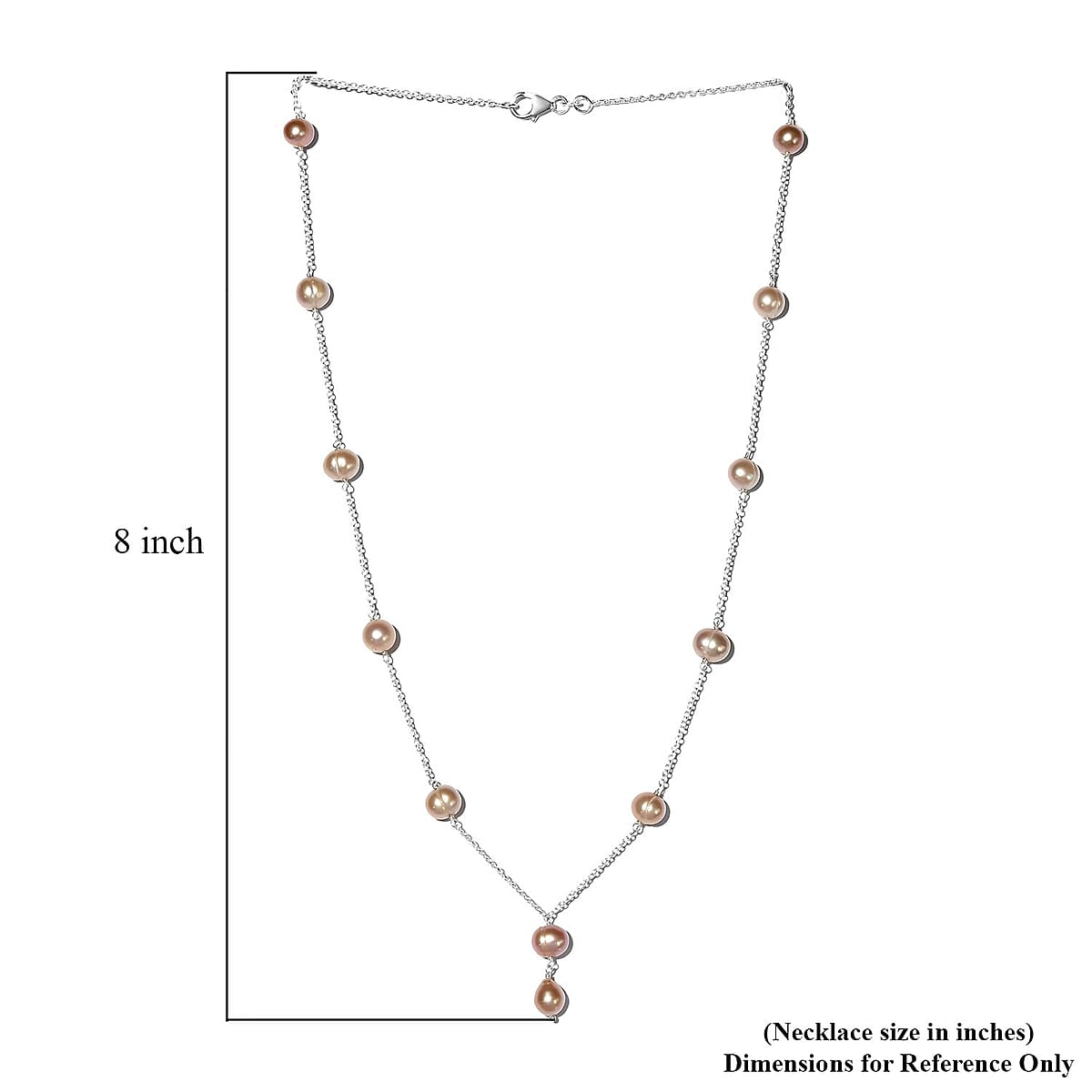 Peach Freshwater Pearl Necklace 20 Inches in Sterling Silver image number 5