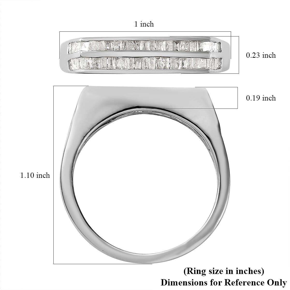 Diamond Men's Ring in Platinum Over Sterling Silver 0.75 ctw image number 5