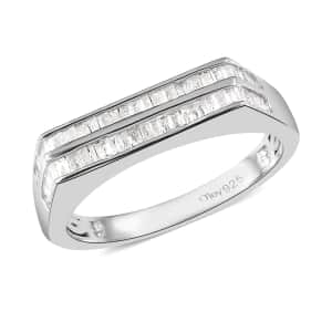 Diamond Men's Ring in Platinum Over Sterling Silver 0.75 ctw