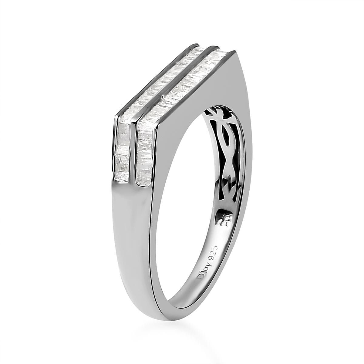 Diamond Men's Ring in Platinum Over Sterling Silver (Size 14.0) 0.75 ctw image number 3
