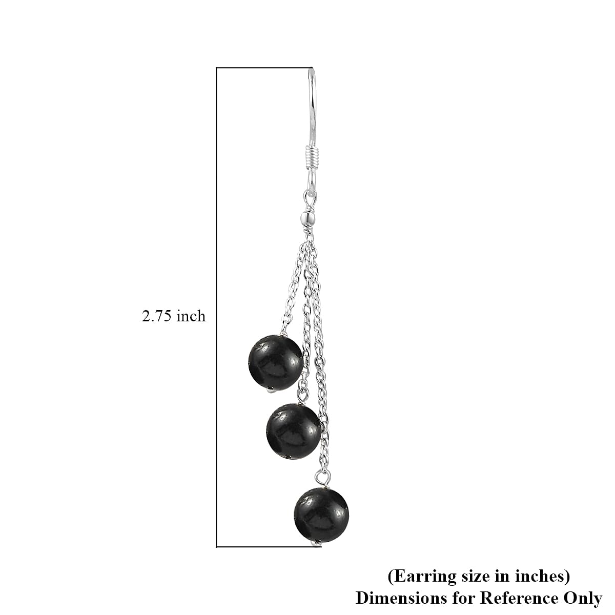 Thai Black Spinel 3 Stone Drop Earrings in Sterling Silver 20.25 ctw image number 4