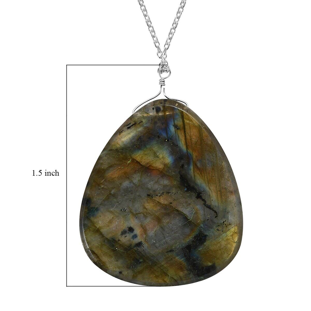 Malagasy Labradorite Pear Shape Necklace 20 Inches in Sterling Silver 69.50 ctw image number 5