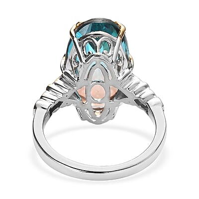 Aqua Terra Costa Quartz (Triplet) Ring in Vermeil YG and Platinum Over Sterling Silver (Size 10.0) 8.50 ctw