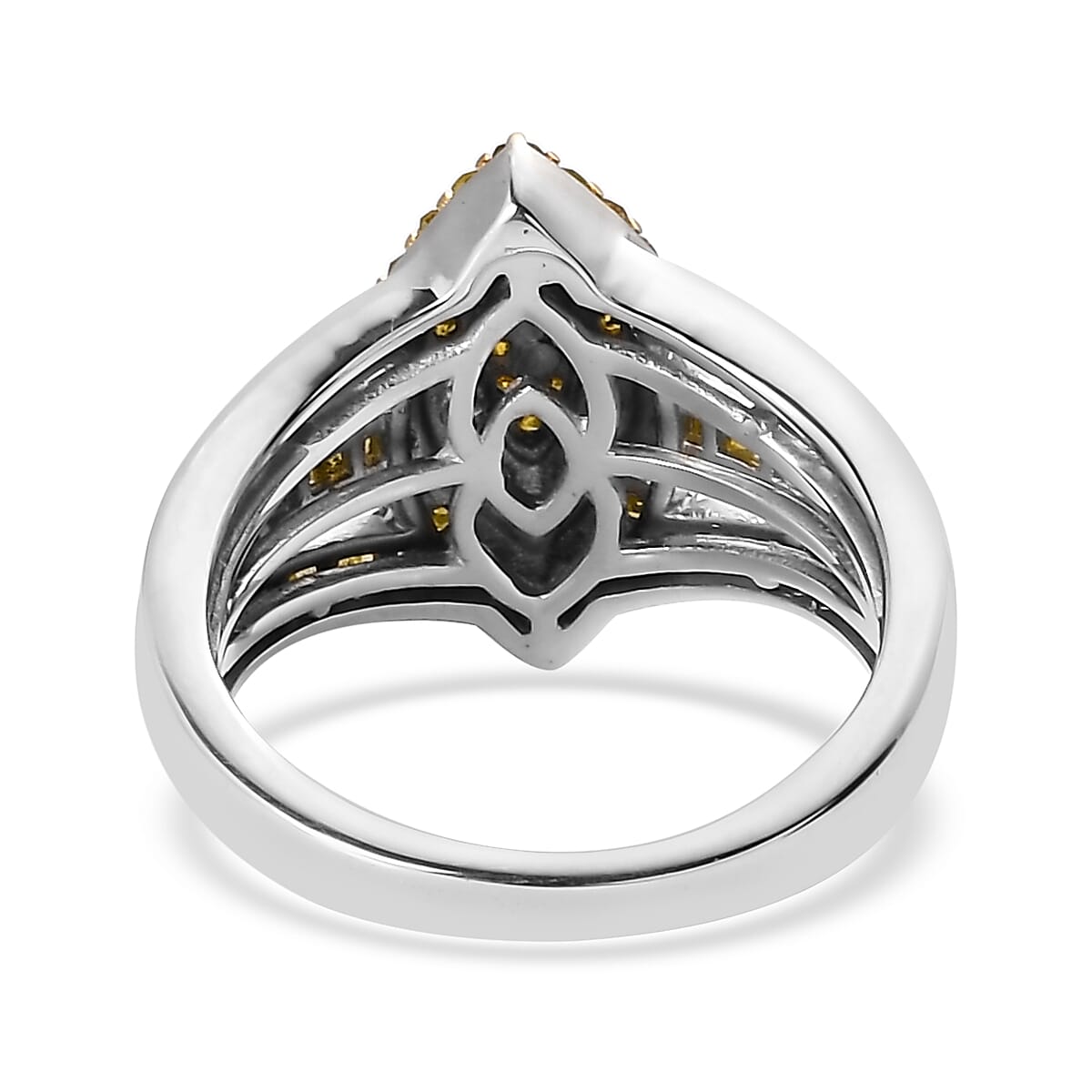 Yellow Diamond Ring in Platinum Over Sterling Silver (Size 7.0) 1.00 ctw image number 4