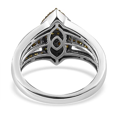 Yellow Diamond Ring in Platinum Over Sterling Silver (Size 8.0) 1.00 ctw (Del. 15-20 Days)