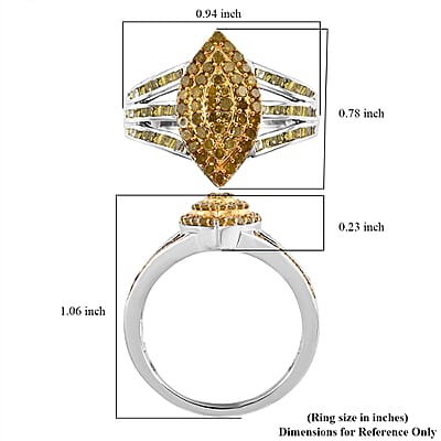 Yellow Diamond Ring in Platinum Over Sterling Silver (Size 8.0) 1.00 ctw (Del. 15-20 Days)