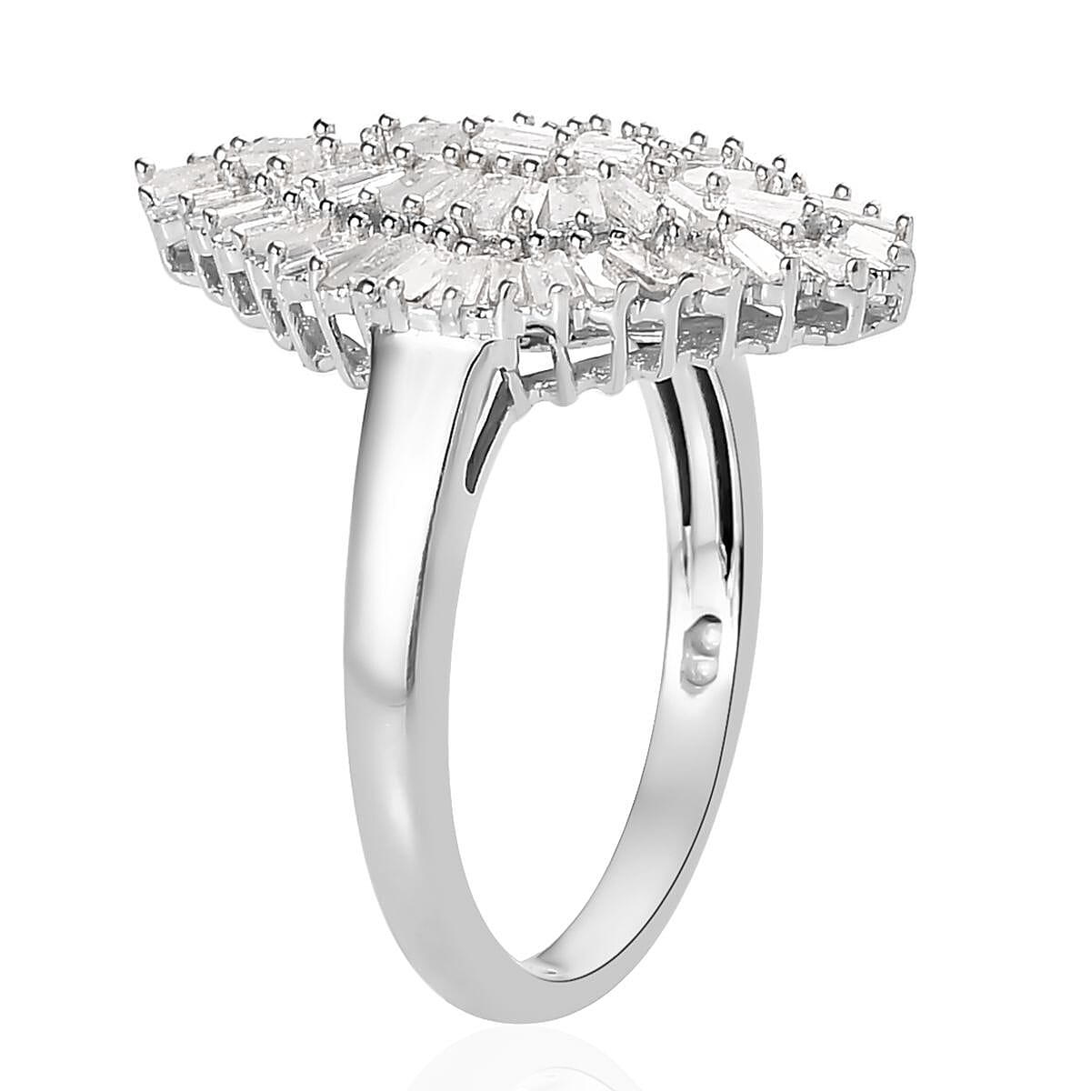 Diamond Ring in Platinum Over Sterling Silver, Silver Sparkle Ring, Engagement Rings, Wedding Rings For Her (Size 10.0) 1.00 ctw