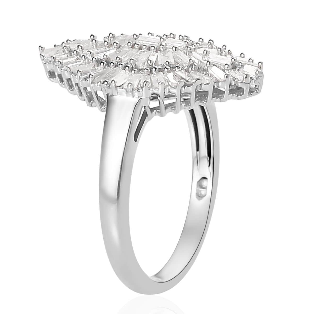 Diamond Sparkle Ring in Platinum Over Sterling Silver (Size 10.0) 1.00 ctw image number 3