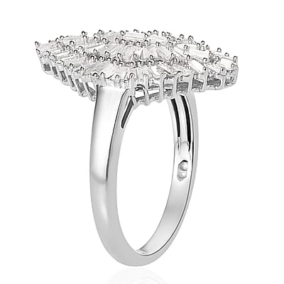 Diamond Ring in Platinum Over Sterling Silver, Silver Sparkle Ring, Engagement Rings, Wedding Rings For Her (Size 10.0) 1.00 ctw