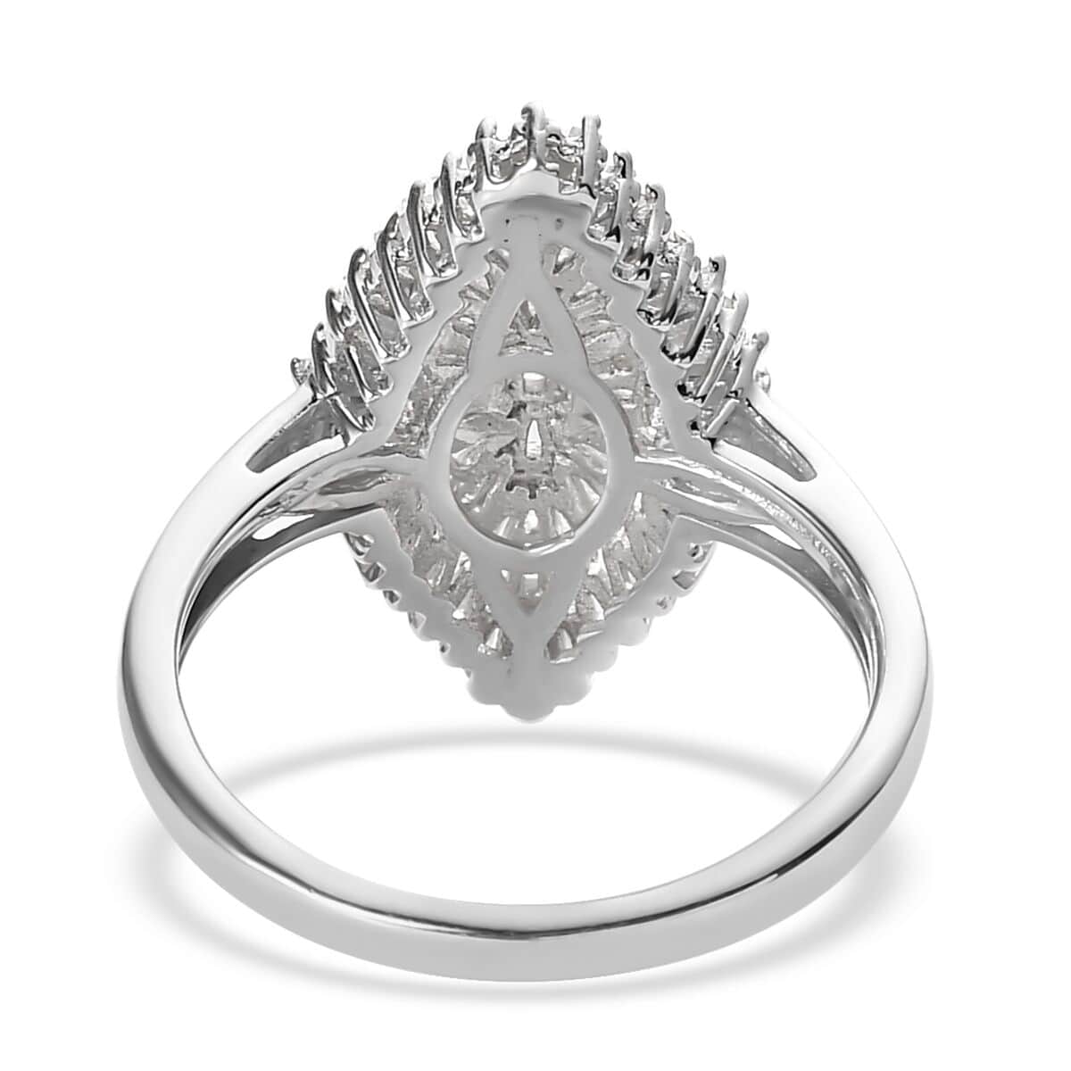 Diamond Sparkle Ring in Platinum Over Sterling Silver (Size 10.0) 1.00 ctw image number 4