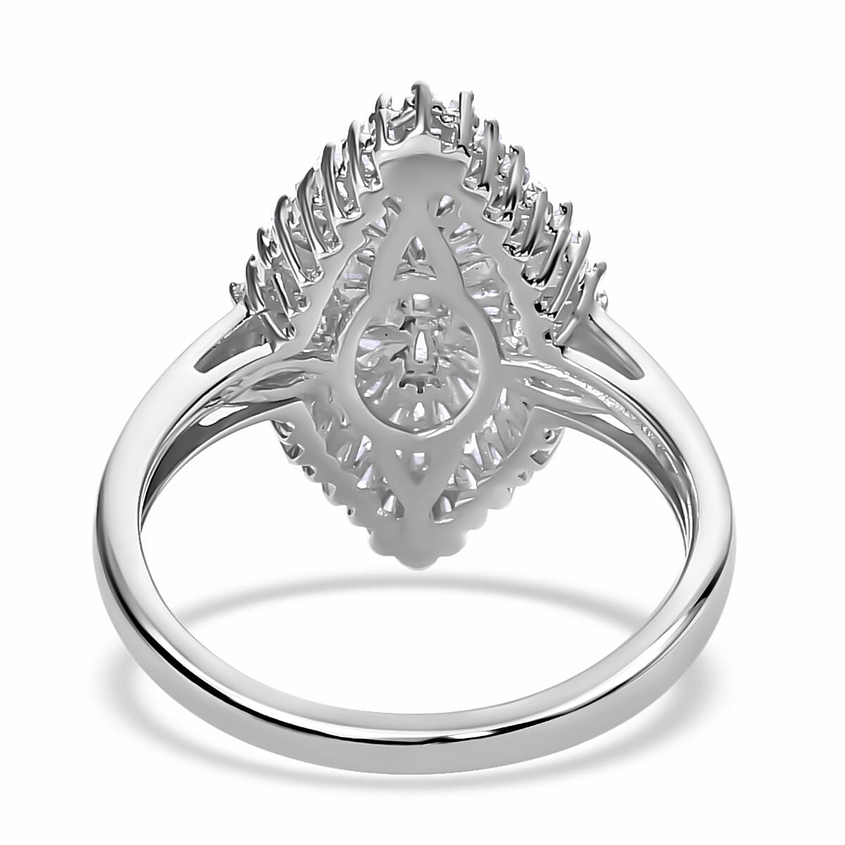 Diamond Ring in Platinum Over Sterling Silver, Silver Sparkle Ring, Engagement Rings, Wedding Rings For Her (Size 10.0) 1.00 ctw