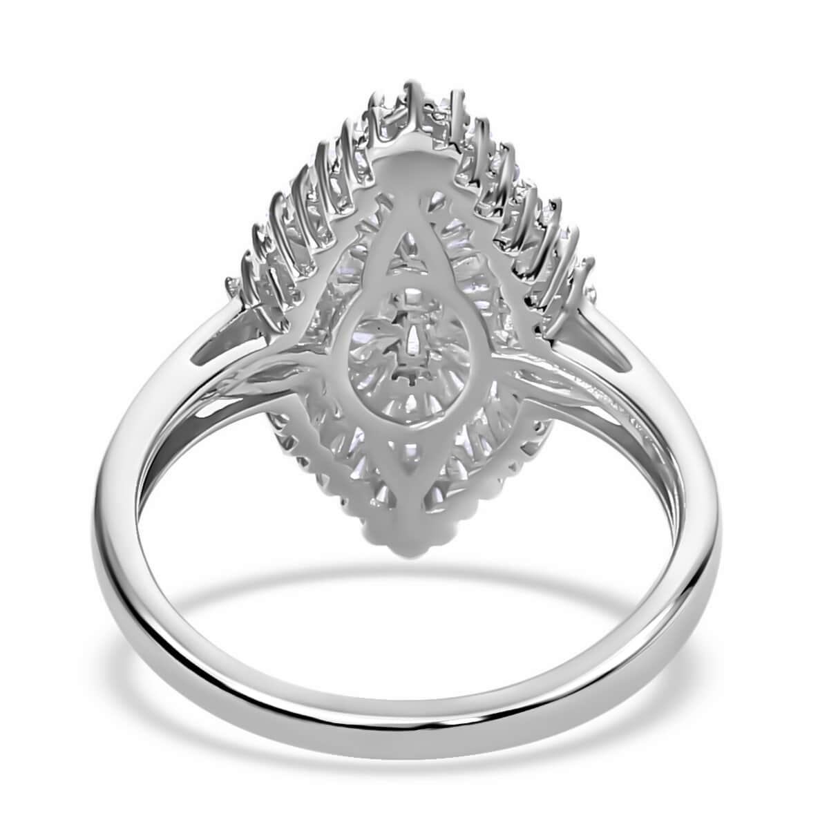 Diamond Sparkle Ring in Platinum Over Sterling Silver (Size 10.0) 1.00 ctw image number 6