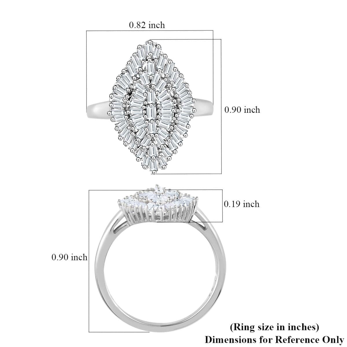 Diamond Sparkle Ring in Platinum Over Sterling Silver (Size 10.0) 1.00 ctw image number 7