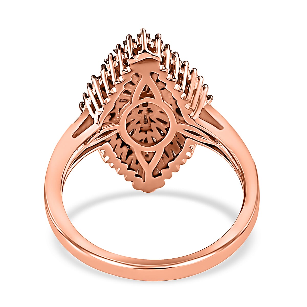 Natural Champagne Diamond Ring in Vermeil Rose Gold Over Sterling Silver, Silver Sparkle Ring, Engagement Rings, Wedding Rings For Her (Size 8.0) 1.00 ctw image number 6