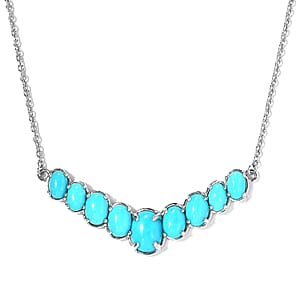 Sleeping Beauty Turquoise Necklace 18 Inches in Platinum Over Sterling Silver 5.90 ctw