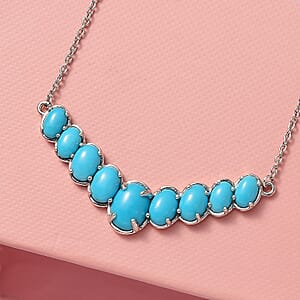 Sleeping Beauty Turquoise Necklace 18 Inches in Platinum Over Sterling Silver 5.90 ctw