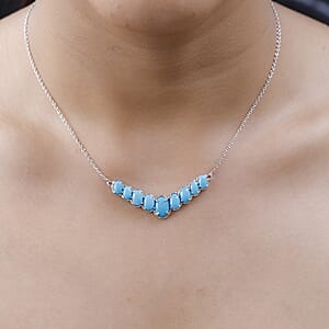 Sleeping Beauty Turquoise Necklace 18 Inches in Platinum Over Sterling Silver 5.90 ctw