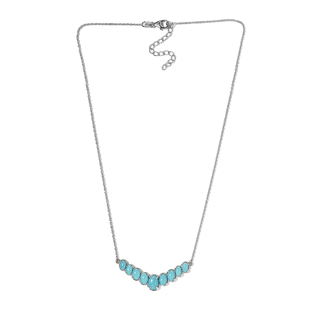 Sleeping Beauty Turquoise Necklace 18 Inches in Platinum Over Sterling Silver 5.90 ctw image number 3