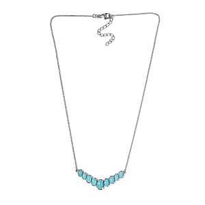 Sleeping Beauty Turquoise Necklace 18 Inches in Platinum Over Sterling Silver 5.90 ctw