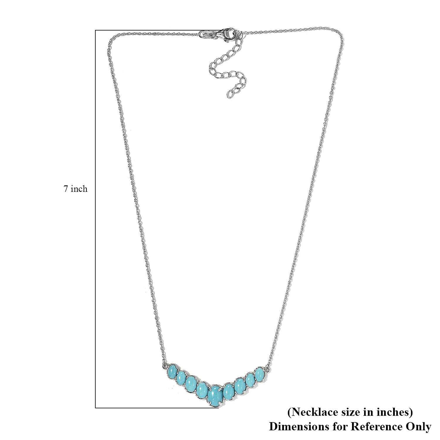 Sleeping Beauty Turquoise Necklace 18 Inches in Platinum Over Sterling Silver 5.90 ctw