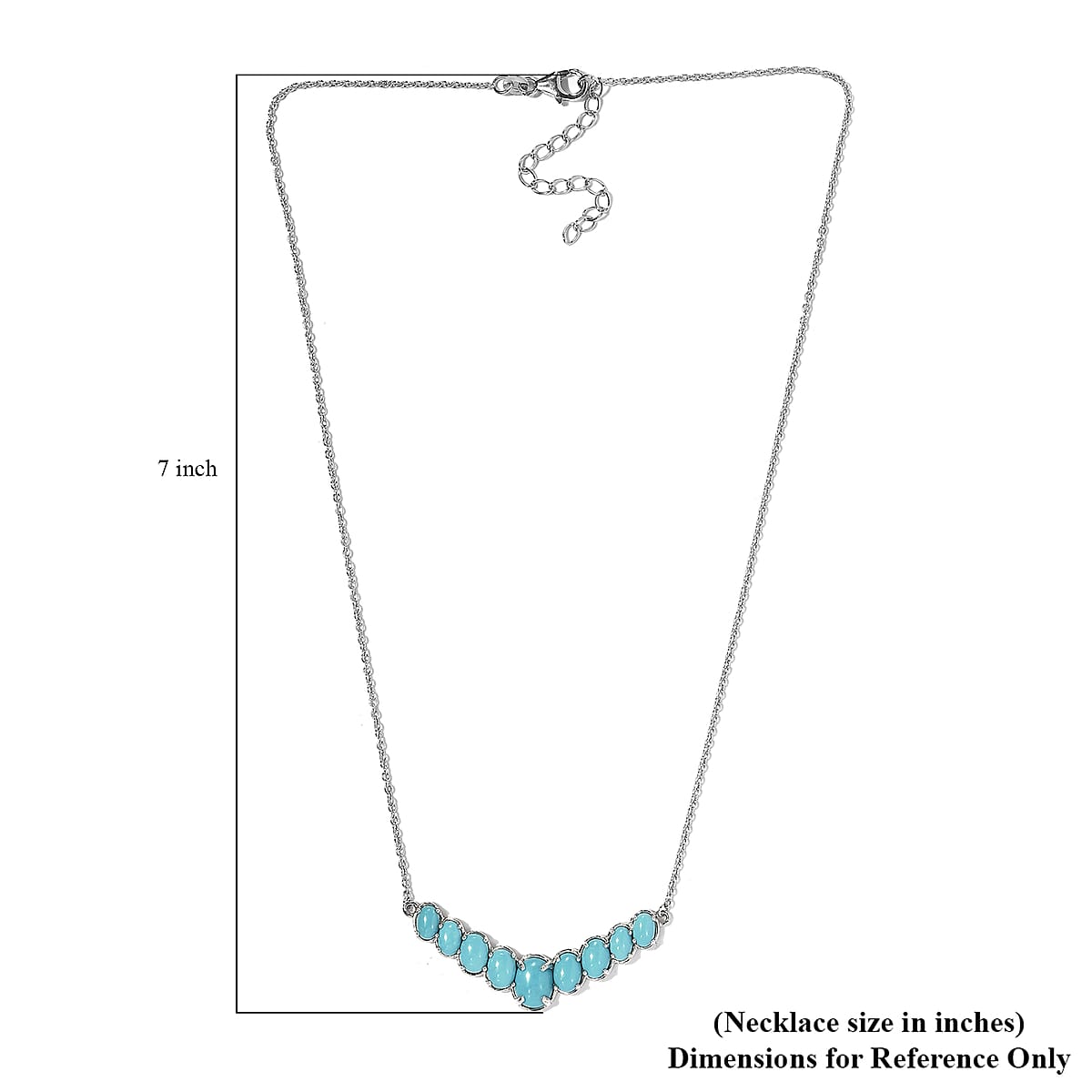Sleeping Beauty Turquoise Necklace 18 Inches in Platinum Over Sterling Silver 5.90 ctw image number 5