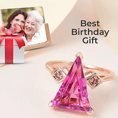 African Lilac Quartz Triplet Ring, Three Stone Ring, Morro Redondo Pink Tourmaline Ring, Sterling Silver Ring 5.85 ctw