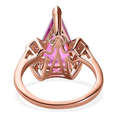 African Lilac Quartz Triplet Ring, Three Stone Ring, Morro Redondo Pink Tourmaline Ring, Sterling Silver Ring 5.85 ctw