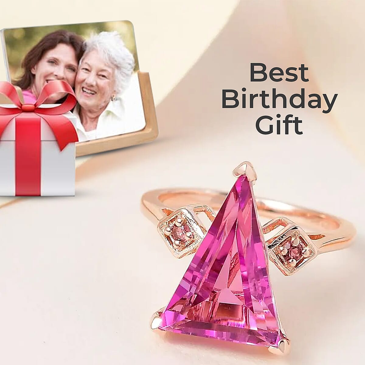 African Lilac Quartz Triplet Ring, Three Stone Ring, Morro Redondo Pink Tourmaline Ring, Sterling Silver Ring 5.85 ctw (Size 5.00) image number 3