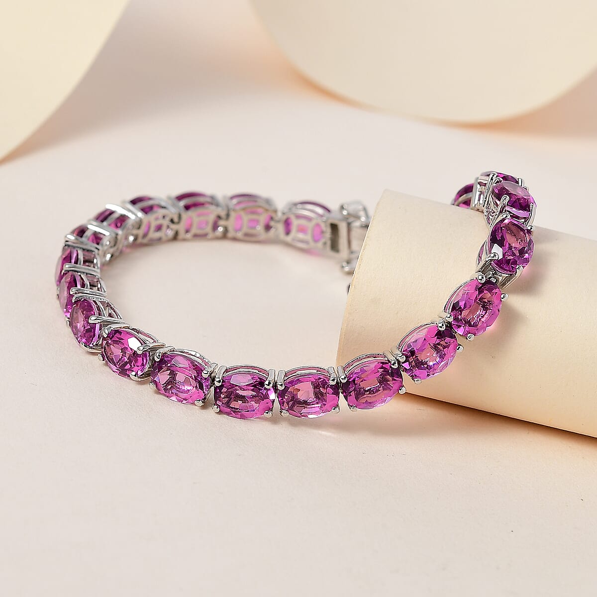 African Lilac Quartz (Triplet) Tennis Bracelet in Platinum Over Sterling Silver (7.25 In) 30.75 ctw image number 1