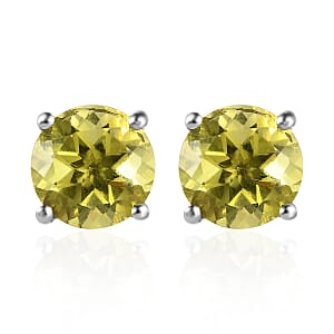 Ouro Verde Quartz Solitaire Stud Earrings in Platinum Over Sterling Silver 7.00 ctw