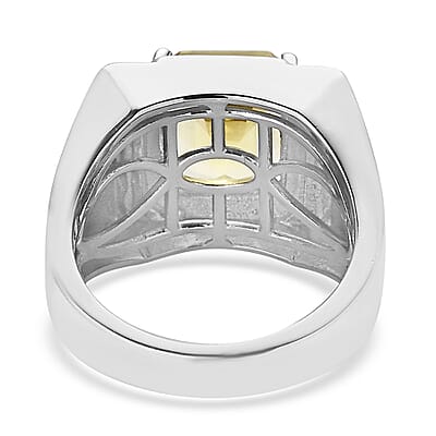 Karis Ouro Verde Quartz Men's Ring in Platinum Bond (Size 10.0) 5.75 ctw