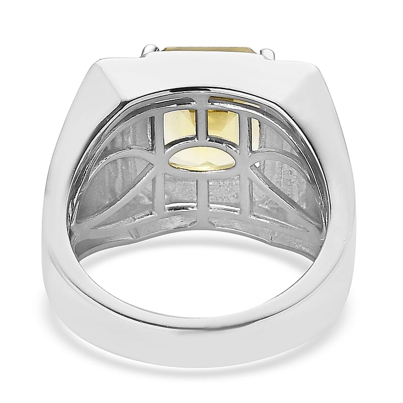 Karis Ouro Verde Quartz Men's Ring in Platinum Bond (Size 12.0) 5.75 ctw