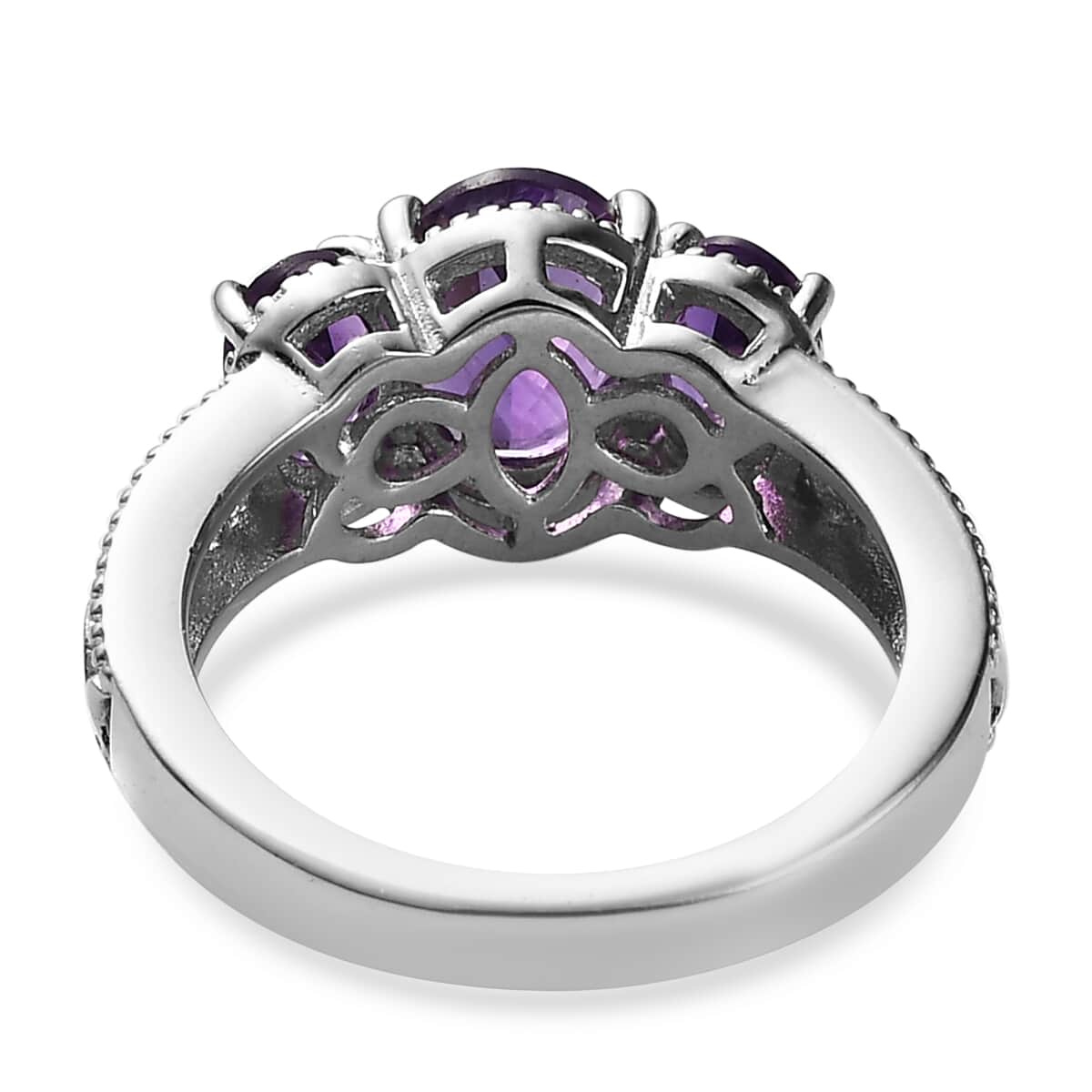 KARIS Amethyst 3 Stone Ring in Platinum Bond (Size 10.0) 2.00 ctw image number 4