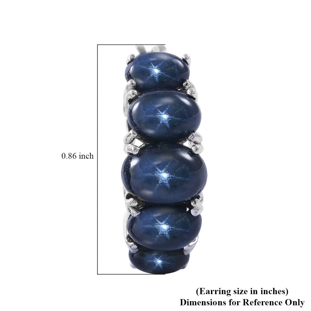 Blue Star Sapphire (DF) Hoop Earrings in Platinum Over Sterling Silver 12.85 ctw image number 3